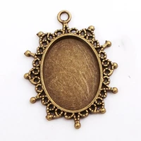 20pcs hollow lace oval 25 x 18mm alloy base handmade diy antique bronze jewelry accessories