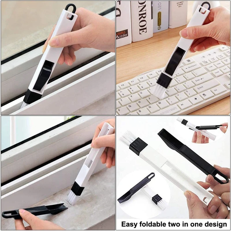 

5 Pcs Window or Sliding Door Track Cleaning Brush Tile Lines Brush Window Blind Duster 2-In-1 Hand-Held Groove Gap Retail