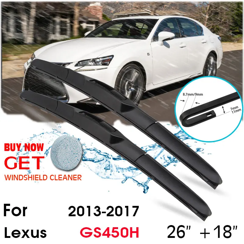 

Car Wiper Blade Front Window Windshield Rubber Silicon Refill Wipers For Lexus GS450H 2013-2017 LHD/RHD 26"+18" Car Accessories