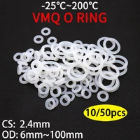 10pcs white silicone ring gasket cs 2 4mm od 6 100mm food grade waterproof washer rubber insulate ring o ring rubber ring