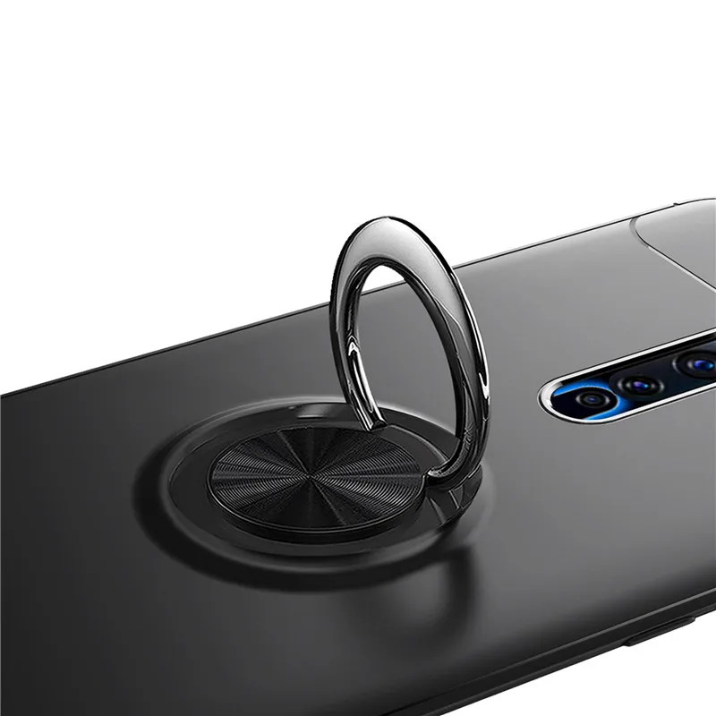 Для OPPO Reno 2F Чехол Мягкий ТПУ силиконовый металлический палец кольцо матовая