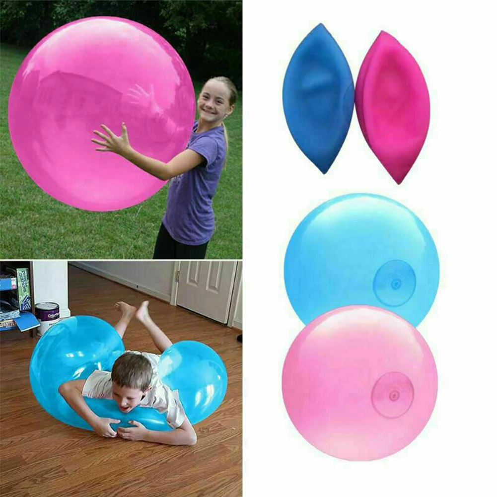 

1set 60/35cm Hot Fun Inflatable Ball TPR Inflatable Bouncy Ball Water Injection Transparent Bubble Racket Bounce Relaxing Ball