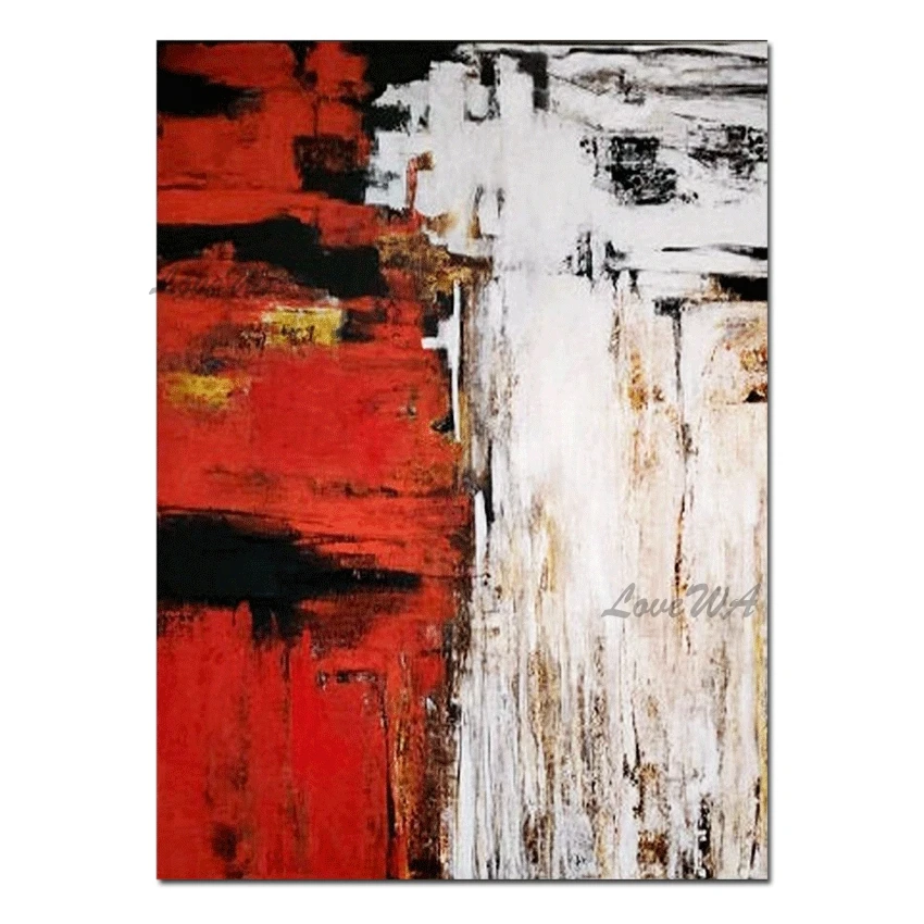 

Latest 100% Hand Painted Abstract Red Color Oil Painting Unframed Wall Hangings Canvas Wall Art Pieces For Living Room Decor