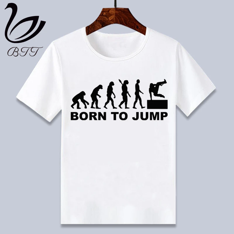 Детская футболка с героями мультфильмов Evolution Of Parkour Born To Jump Kids модная коротким