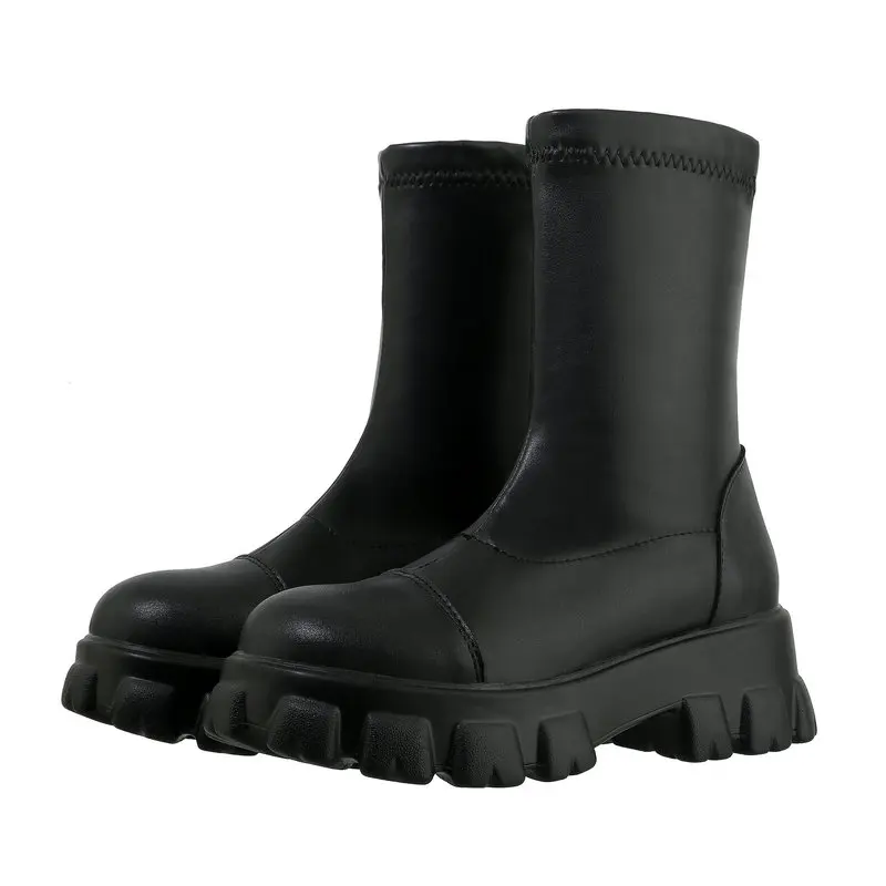 LDHZXC/кожаные сапоги на платформе Женские до колена Высокие из искусственной кожи