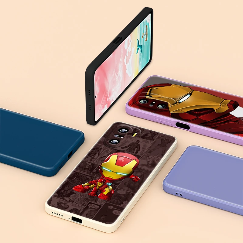 

Marvel Avengers Iron Man For Xiaomi Redmi K40 K30 9A 9C 9AT 9 8 7 6 5 4X Pro Plus Liquid Silicone Soft Cover Phone Case