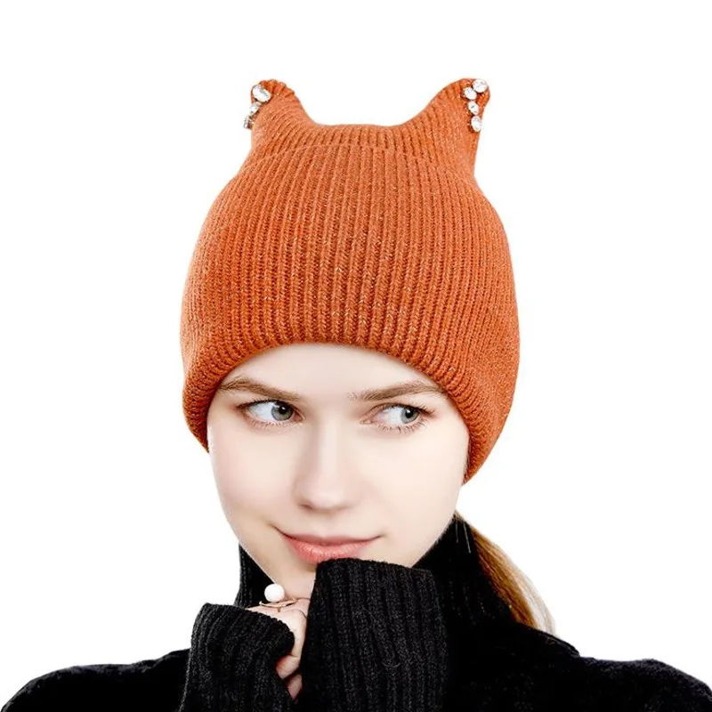 

Thick Warm Winter Beanie Hat Bunny Hat Soft Slouchy Ski Skull Cap Stretch Trendy Ribbed Chunky Cap for Women Men