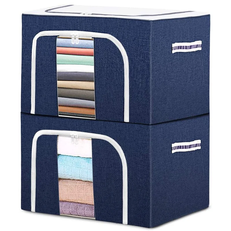 

Storage Bins,Stackable Oxford Cloth Container Organizer Set with Large Window & Carry Handles,Large Capacity 2-Pack,72L