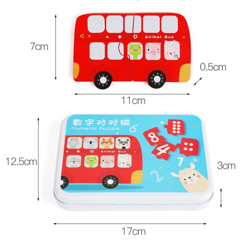

Children's Educational Wooden Toy Digital Cognitive Puzzle Jigsaw Puzzle To Accompany The Number Matching Car Puzzle Educational