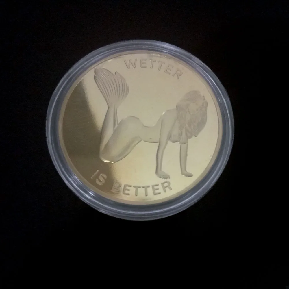 

New Sexy Commemorative Mermaid Gold Coins Wetter Is Better Collection Metal Craft Feng Shui Decoration Souvenir Gift