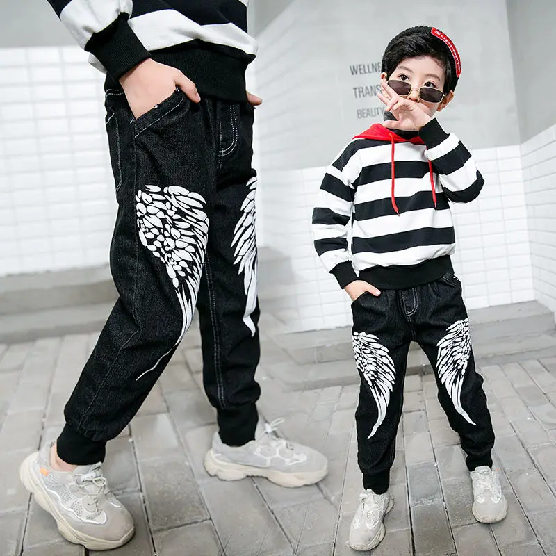 Демисезонные джинсы для мальчиков детская одежда классические брюки джинсовая