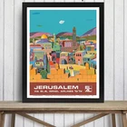 Постер с художественной печатью Peri Rosenfeld c.1970s-мастер с изображением jerusora, Израиль через El Al, авиалинии, винтажные авиалинии, путешествия