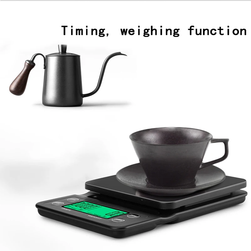 

Waterproof Insulation Pad Coffee Scale and Timer High Precision Drip Scale 3kg/5kg 0.1g Backlight LCD Display Food Scale Hot