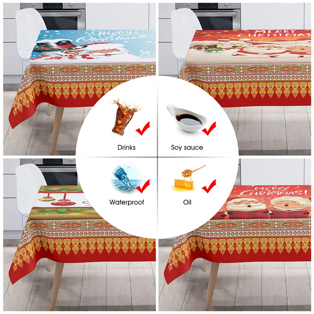 

Christmas Tablecloth Waterproof Oil-absorbing Water-absorbing Tablecloth Rectangular Holiday Party Family Dinner