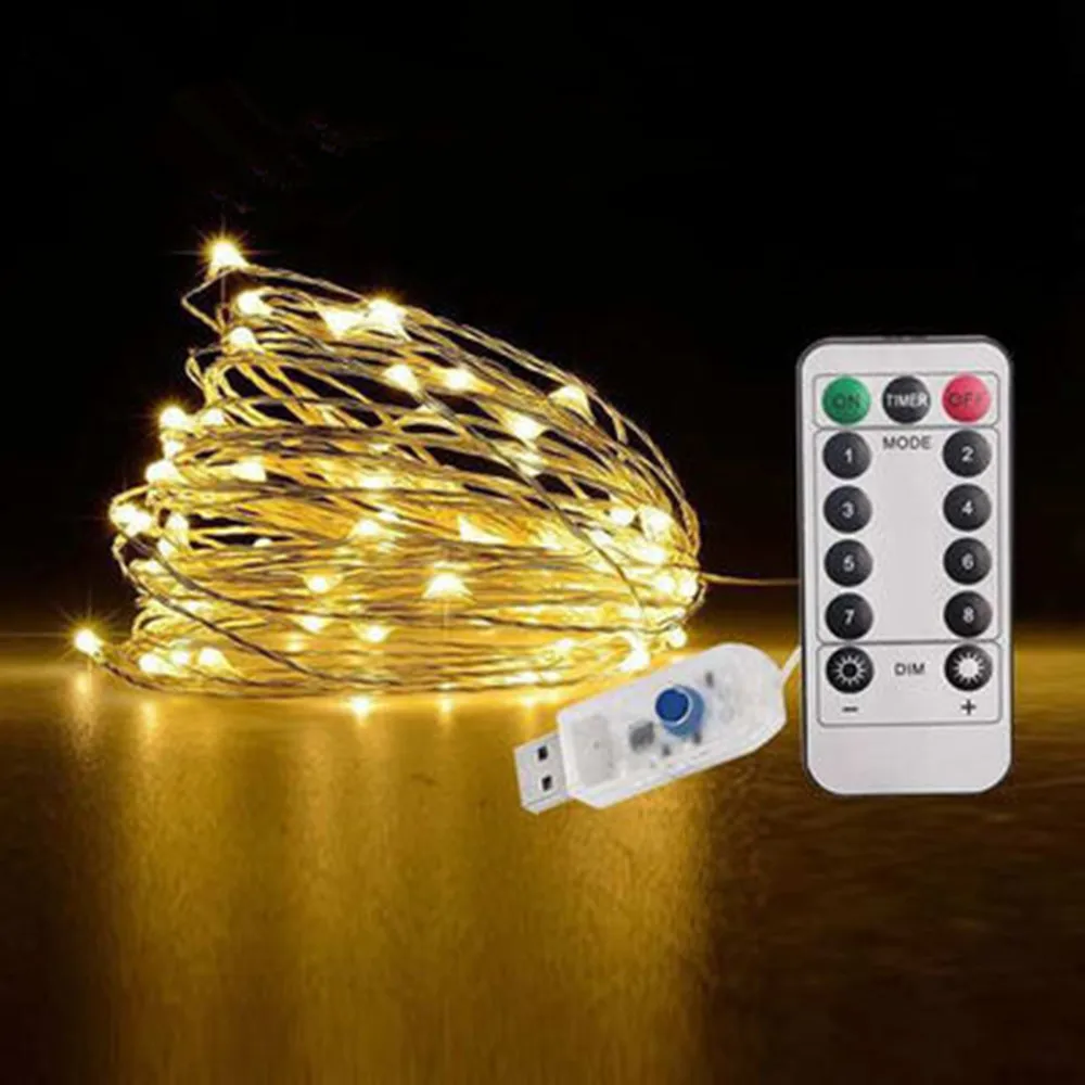 

8 Modes Remote Control Lights 5/10/20M USB Led String Light Fairy garlands Outdoor Wedding Christmas Holiday Balcony Decor lamps