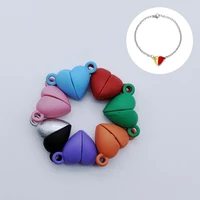 new 2pcsset magnetic clasps metal chain connector heart shape jewelry necklace pedant jewelry couple bracelet findings friend