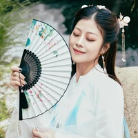 chinese folding hand fan high quality ladies fans for home wedding party decoration bamboo craft gifts dance performance