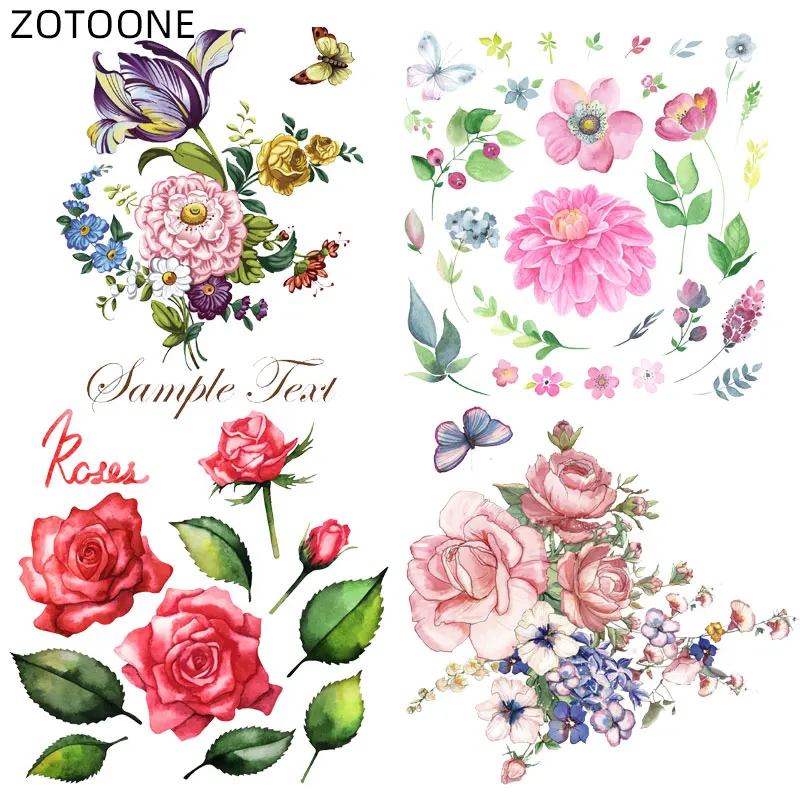 ZOTOONE футболка сделай сам нашивки с утюгом печатные буквы Цветочные наклейки