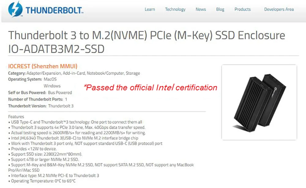 Thunderbolt 3 NVME SSD корпус чехол 40Gb к NVMe M.2 жесткий диск Коробка для ноутбука Настольный