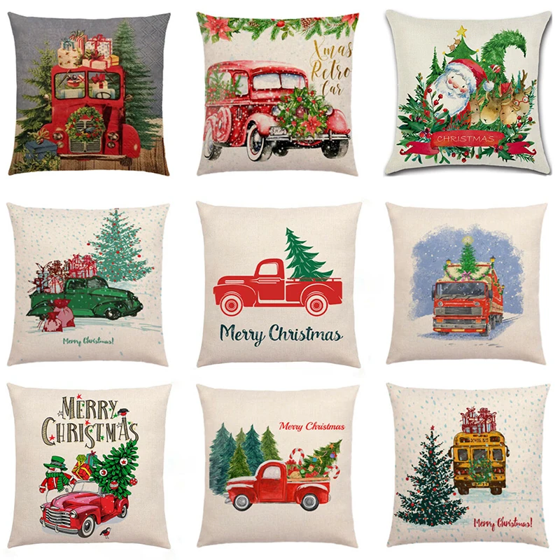 Christmas Decor Cushion Cover Elk Santa Home Sofa Bed Living Room Pillow Case Pillowcase | Дом и сад