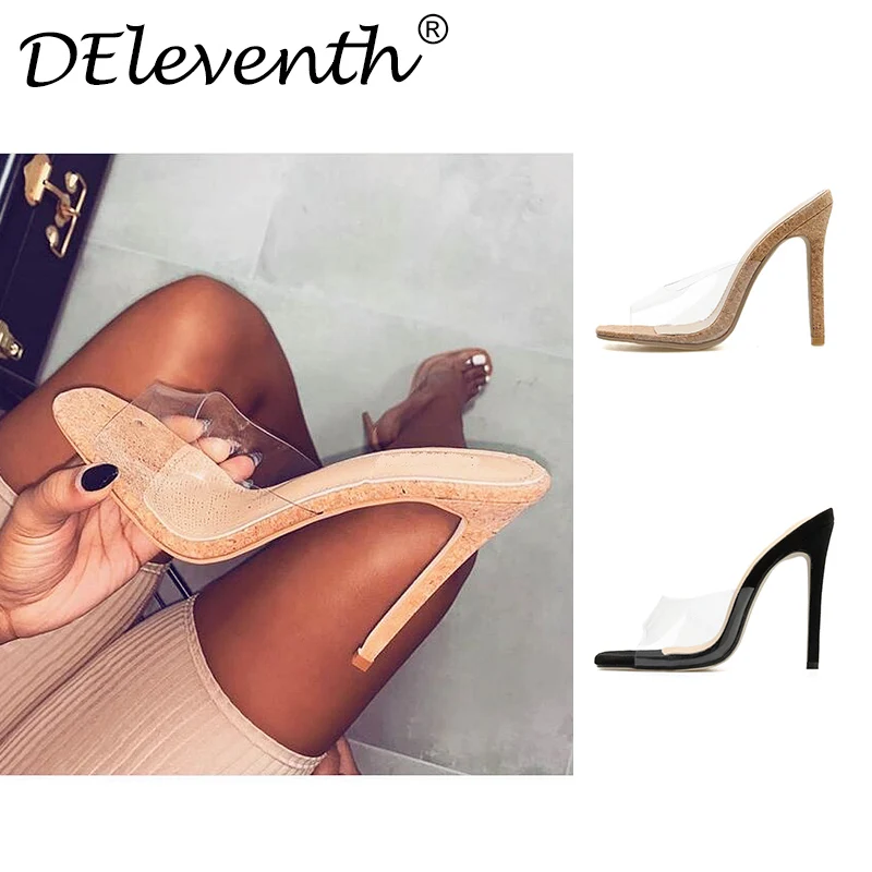 

Туфли женские на высоком каблуке, прозрачные, ПВХ, с открытым носком