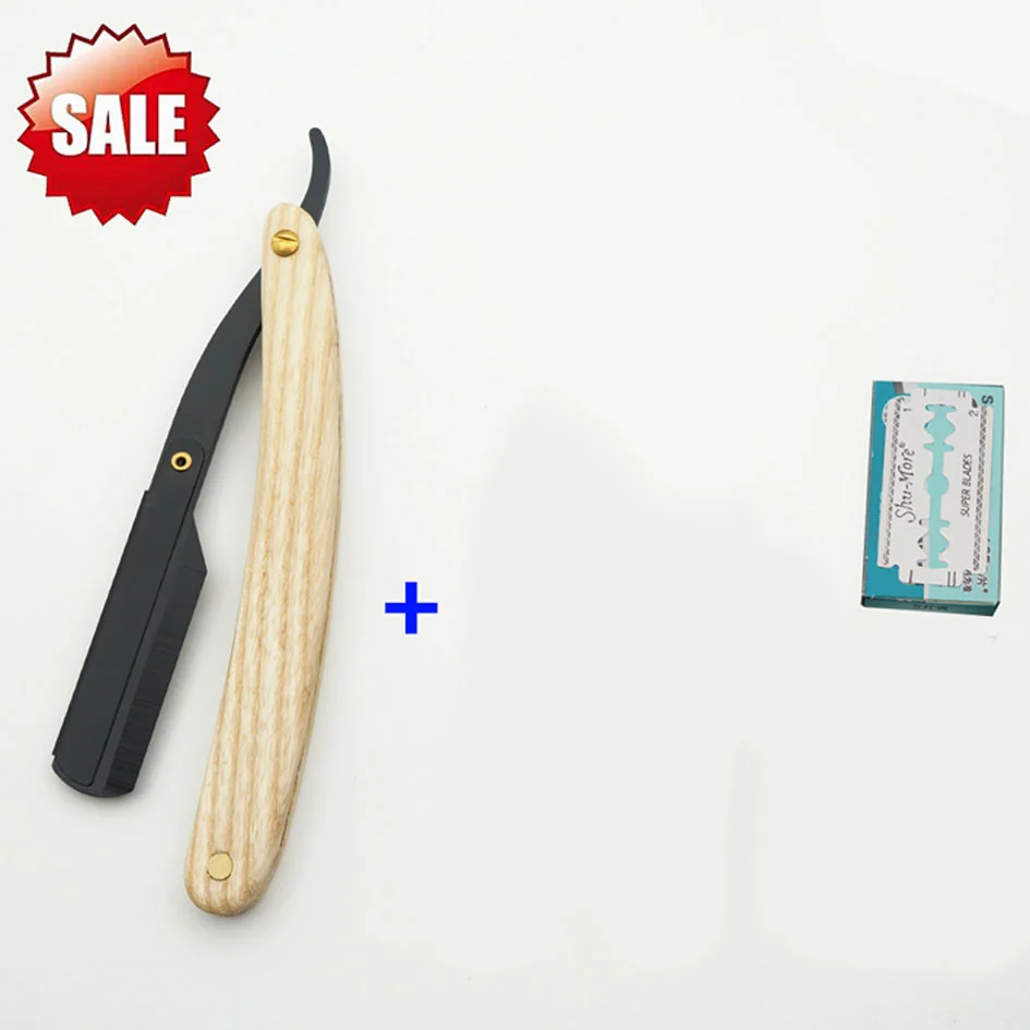 razor and blade Бритва для бритья с деревянной ручкой, профессиональная Бритва для бровей, Сменное лезвие - Цвет: razor and blade