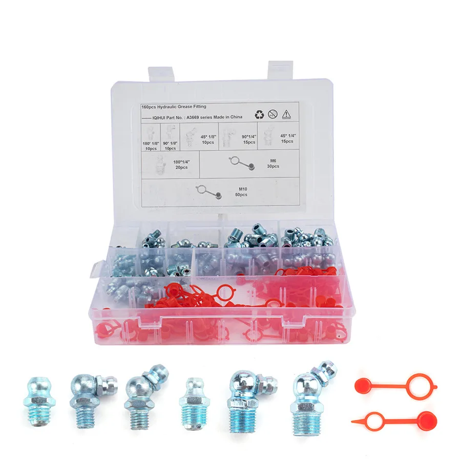 

160PCS SET M6 M10 Straight Zerk Metric Grease Nipple Universal Classification kit