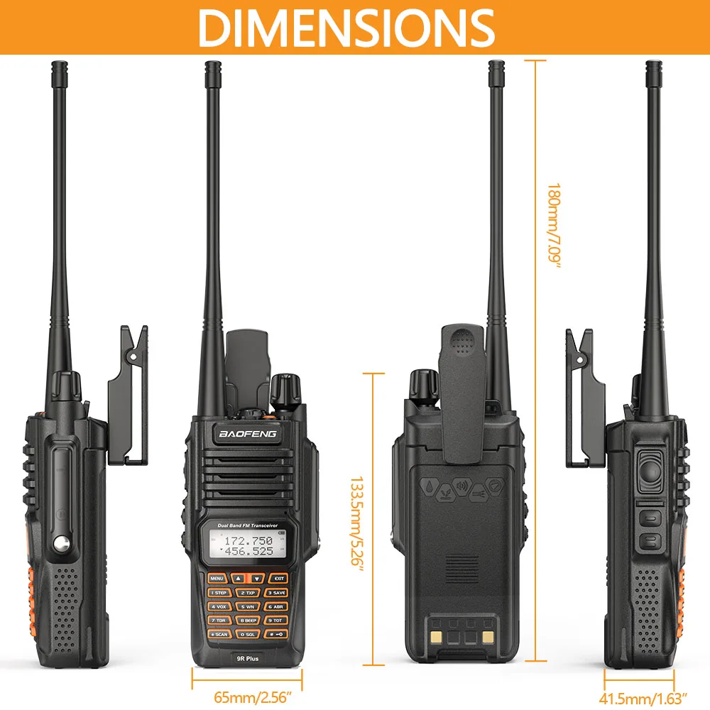 Рация Baofeng UV-9RPlus водонепроницаемая Двухдиапазонная рация IP67 батарея 2021 мАч 10 Вт