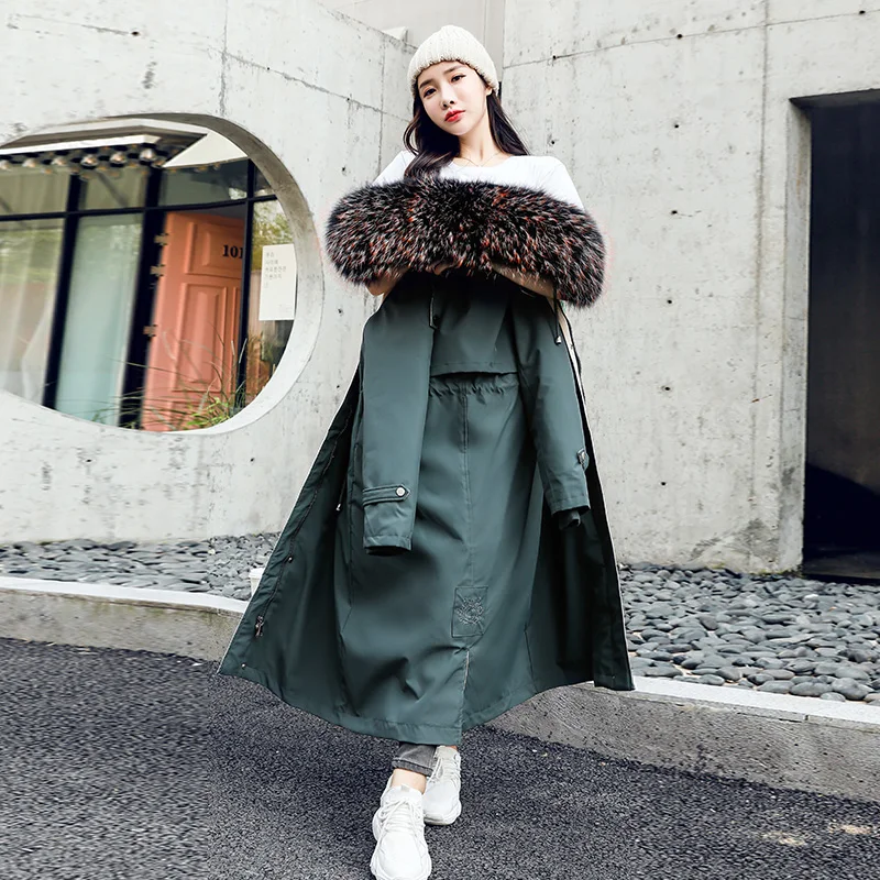 

2020 Winter Women Parkas Wool Liner Long Female Jacket Hooded Solid With Fur Collar Thick Korean Style Plus Size Women's Coats