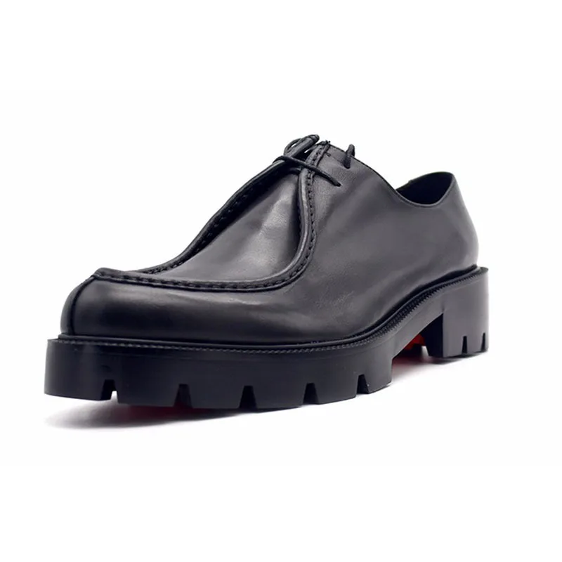 Мужские туфли с острым носком красные повседневные из натуральной кожи на