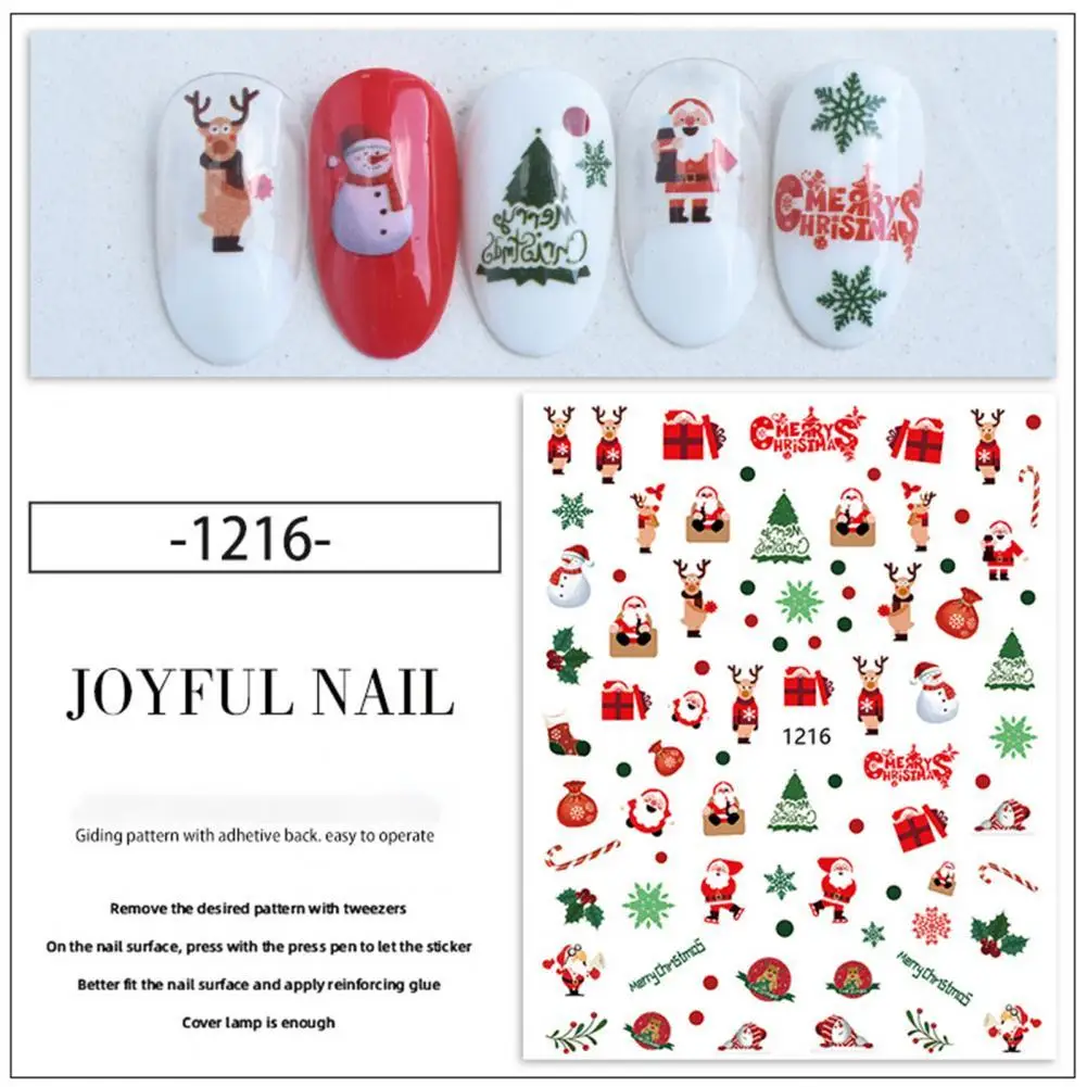 

11Pcs/Set Christmas Patterns Nail Sticker DIY Colorful 3D Nail Snowflakes Christmas Gifts Decals for Winter Nail accessories