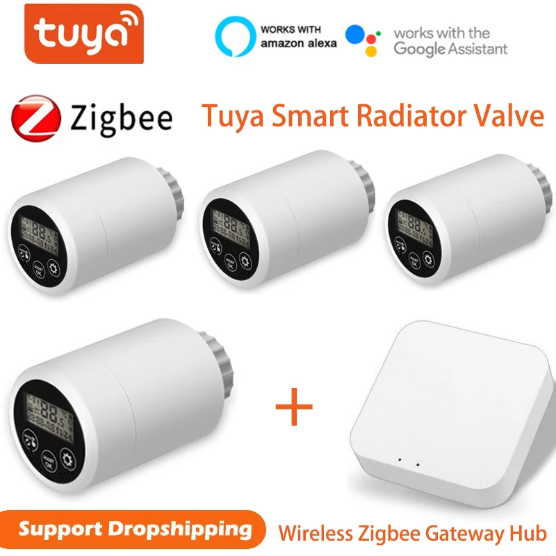 

Умный клапан радиатора Tuya ZigBee3.0, программируемый термостатический клапан радиатора, регулятор температуры, голосовое управление через Alexa
