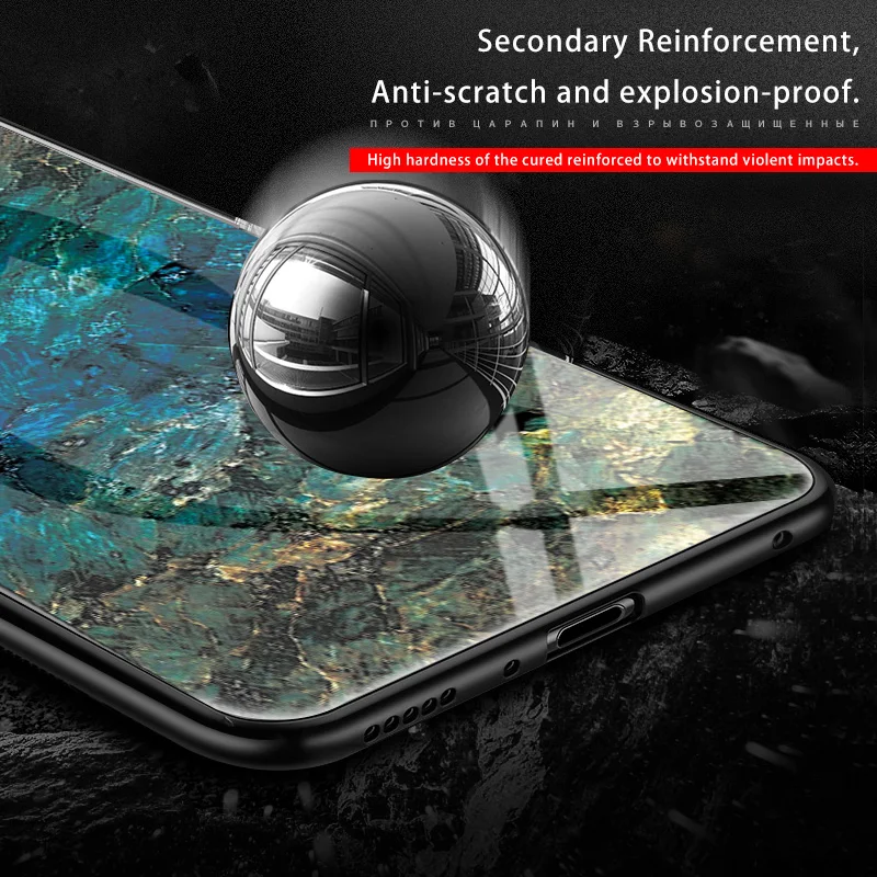 Стеклянный чехол для Huawei Y7 2019 силиконовый гибридный роскошный градиентный Чехол