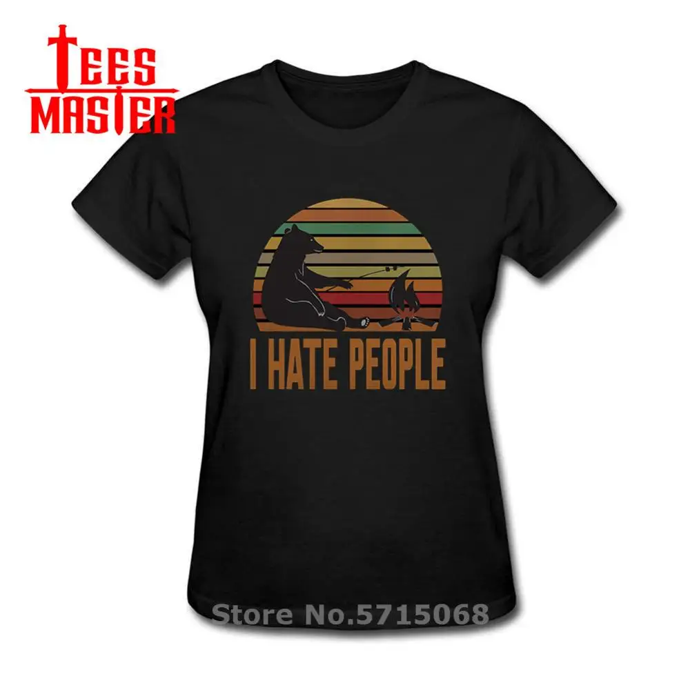Винтажная забавная футболка с редким медведем I Hate People для кемпинга русской