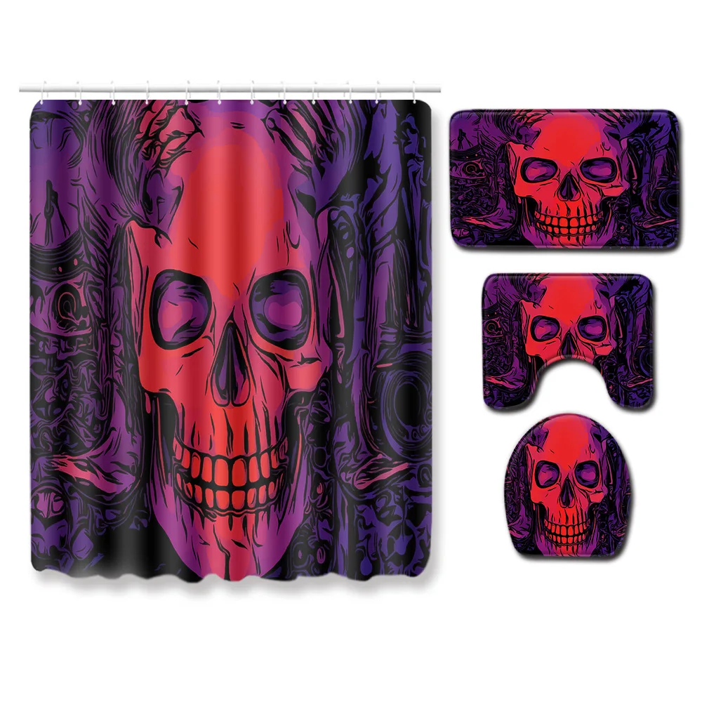 

Zeegle Bath Mat Set Flannel Bath Soft Mat Toilet Mat Washable Shower Rug Toilet Seat Cover Waterproof Curtain 4pcs Toilet Set