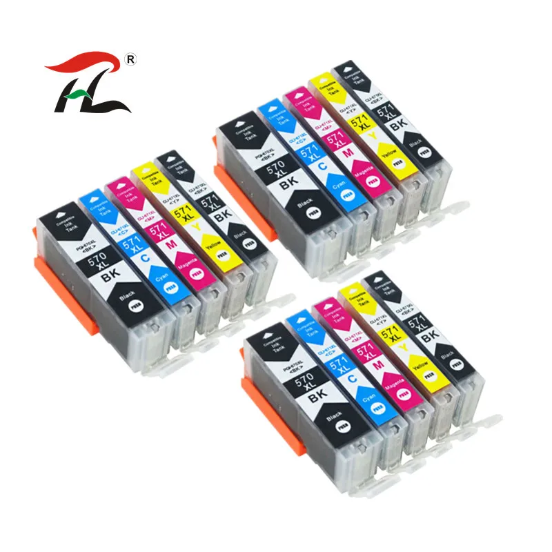 YLC 15pk PGI570 PGI-570 CLI-571 совместимый картридж с чернилами для Canon PIXMA MG5750 MG5751 MG5752 MG5753 MG6850