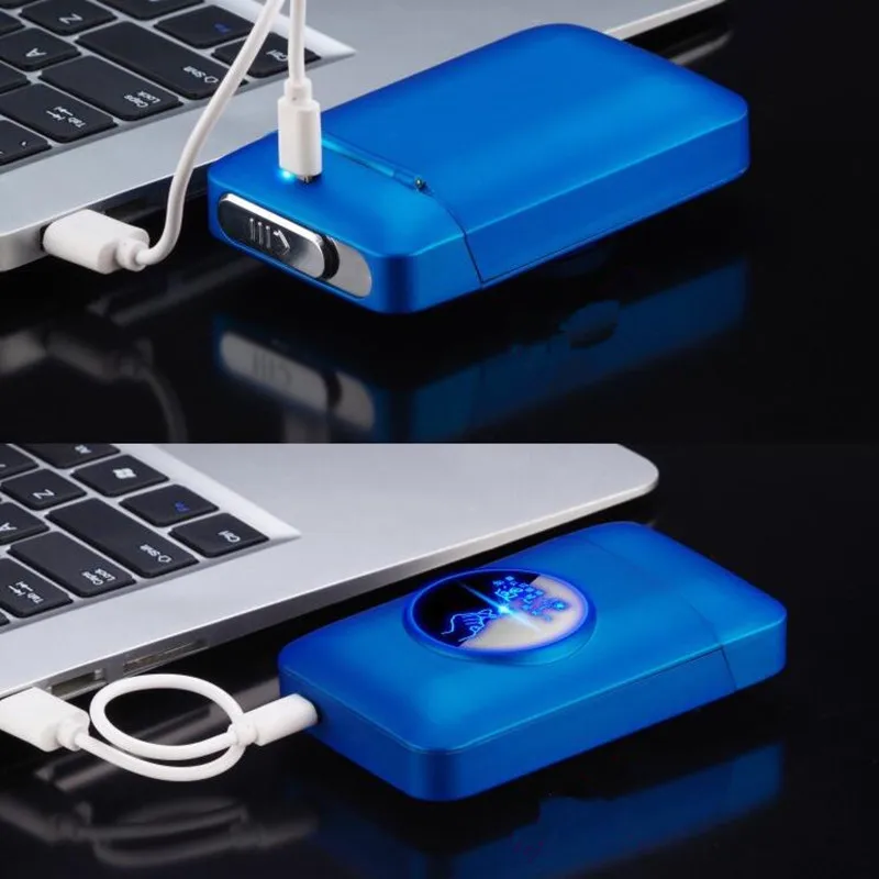 Новый USB перезарядка зажигалка и чехол для сигарет креативный Графический