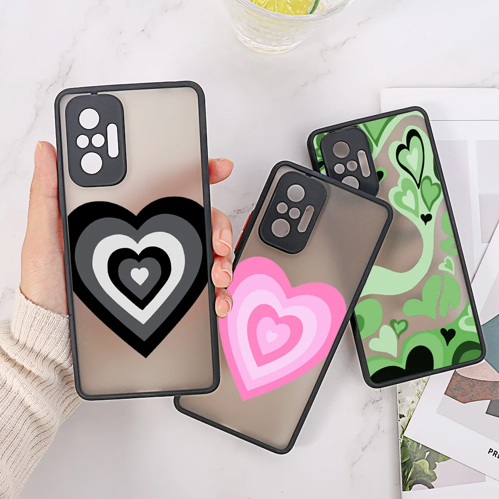 Love Heart Case For Xiaomi Redmi Note 10 Pro Cases Redmi Note 9 Pro 8 9s 10s 9T Poco X3 Pro M3 F3 9C NFC 9A 7 Hard Covers Fundas