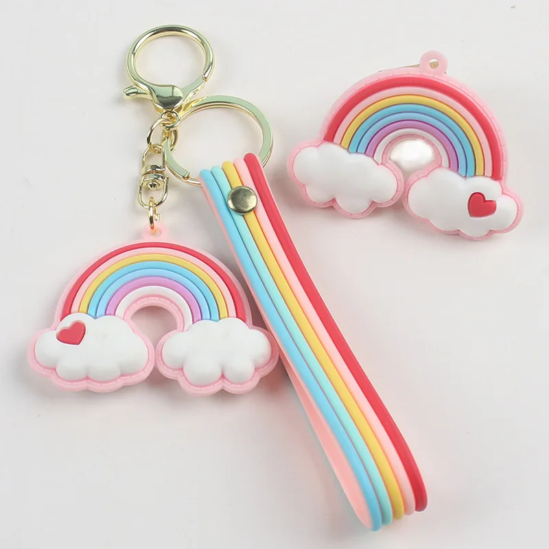 

Lovely Rainbow Keychain Creative Girl Heart Key Chain Keyring Kids Children Beautiful Gift Bag Pendant