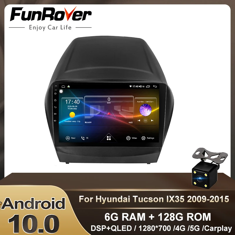 Funrover 2.5D IPS для Hyundai IX35 Tucson 2 2009 2015 din android 9 0 Автомагнитола мультимедийный плеер