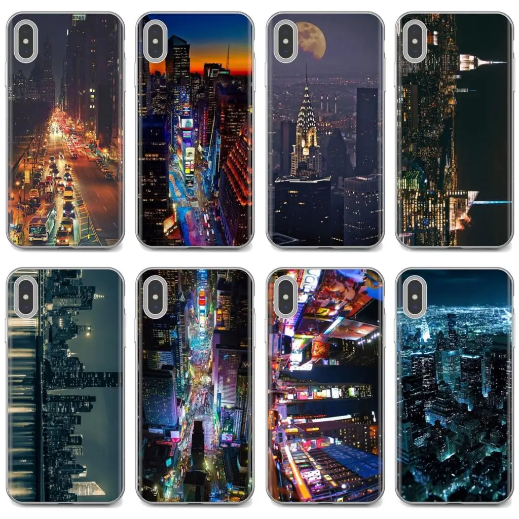 

For iPhone iPod Touch 11 12 Pro 4 4S 5 5S SE 5C 6 6S 7 8 X XR XS Plus Max 2020 Soft TPU Covers Manhattan New York City NIGHT USA