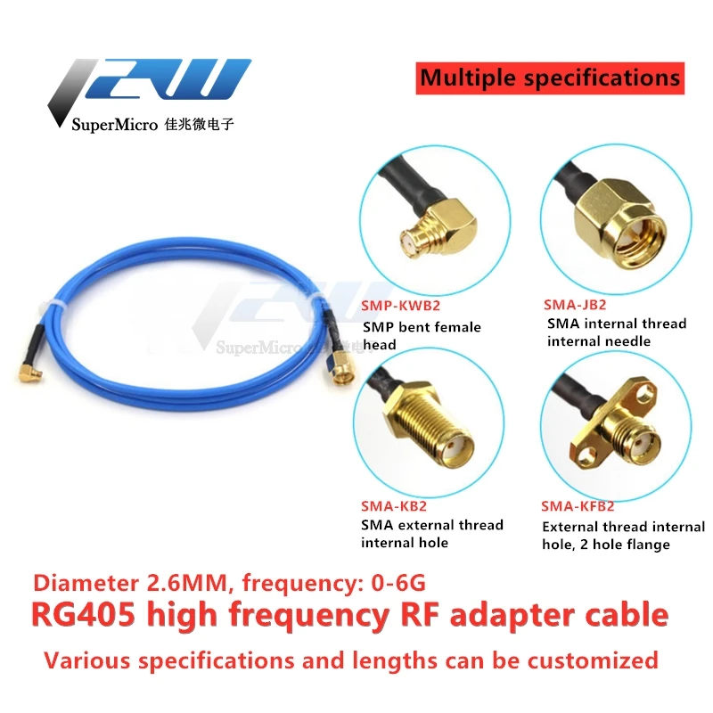 

SMP to SMA male SMP elbow female RG405 semi-flexible RF cable SMP-KWB2 high frequency test jumper