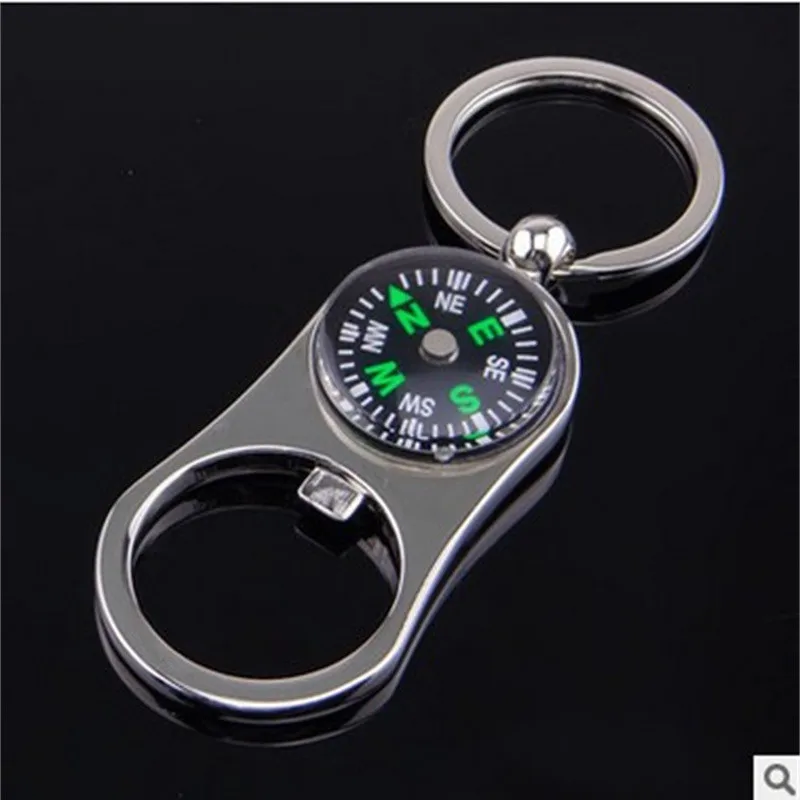 

Creative Mini Compass Bottle Opener Zinc Alloy Keychain Men Portable Car Key Ring Gift