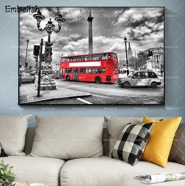 

Embelish Hot Selling Red Street London Bus HD Canvas Painting For Living Room Modern Home Decor Wall Art Pictures Bedroom Poster
