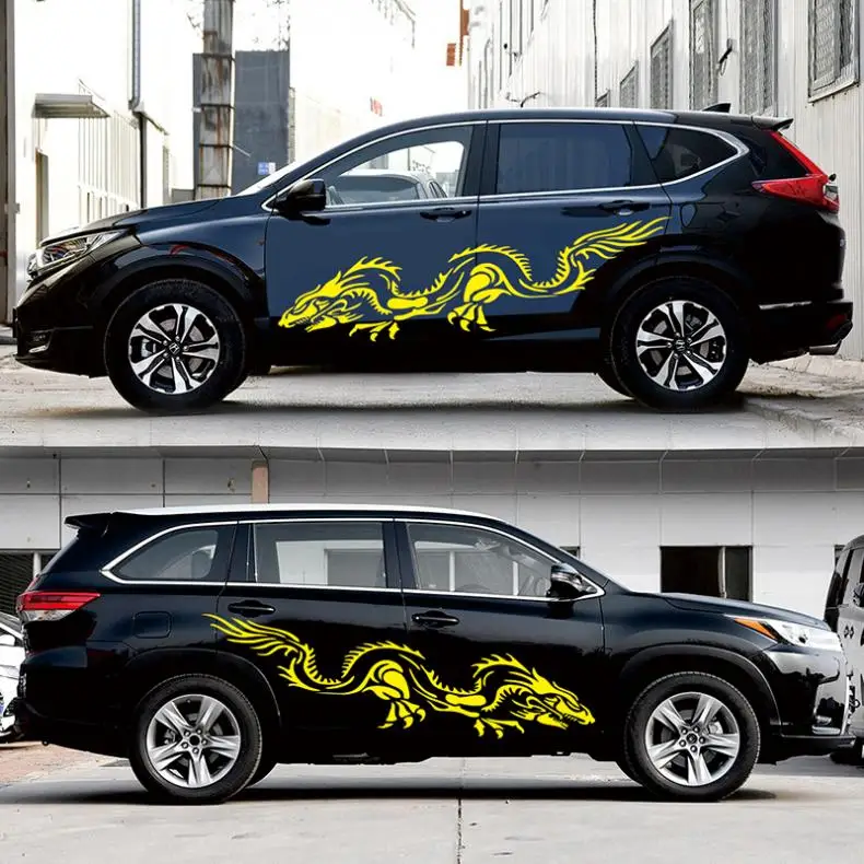 1 Pair 180 x 38 CM PVC Car Stickers and Decals Dragon Totem Pattern Creative Refit Racing Side Body Sticker | Автомобили и