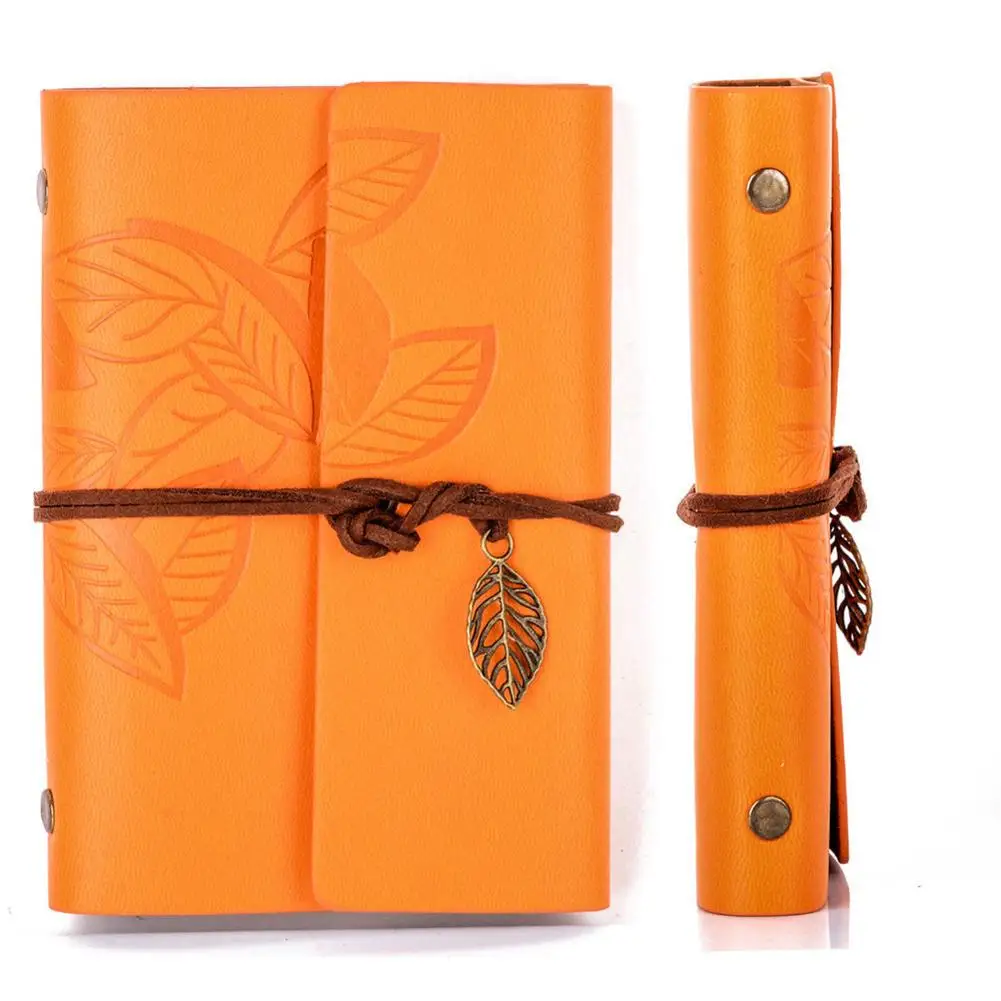 

Vintage Retro Loose-leaf Notebook Faux Leather Leaf Notepad Journal Diary Gift