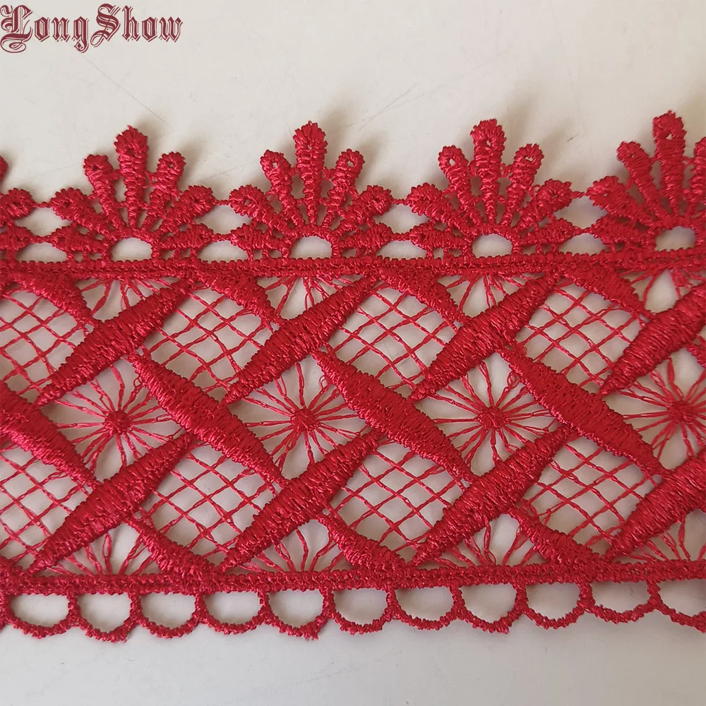 DIY 3Yards Coffee Red Colour Creative Flowers Embroidered Lace Trim Handmade Crafts Sewing Accessorise | Дом и сад
