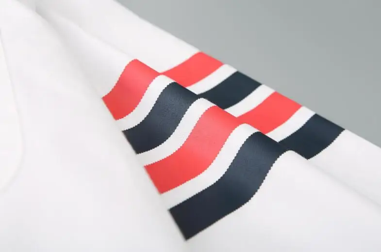 

2021 Fashion TB THOM Brand Shirts Men Slim White Red Black Striped Casual Shirt Turn Down Collar Oxford Solid Men's Clothing