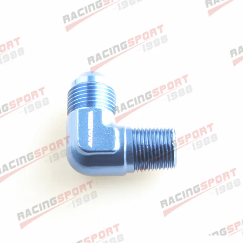 

-8 AN AN8 Male To 1/4" NPT Aluminum 90 Degree Elbow Fitting Adapter Blue