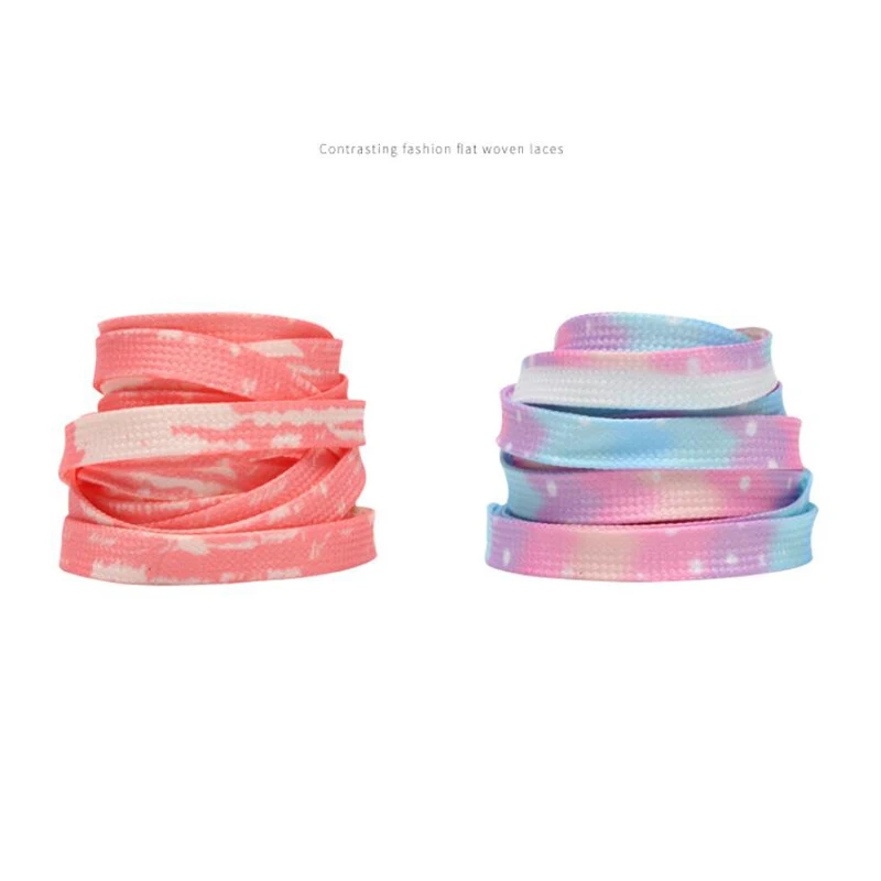 

1Pair Colorful Laces Rainbow Gradient Print Flat Canvas Shoe Lace Shoes Casual Chromatic Colour Shoelaces 120CM/140CM/160CM